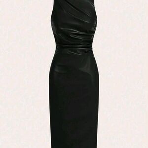 NEW/NEVER WORN SHEIN Elegant (Faux) Black Leather Sleeveless Dress